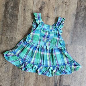 Vintage OshKosh B’Gosh Plaid Overall Dress – Size 3M • Size: 3 Months  Green